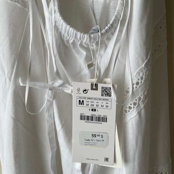 NWT Zara Lace-Back White Sundress Size M - Picture 4 of 4